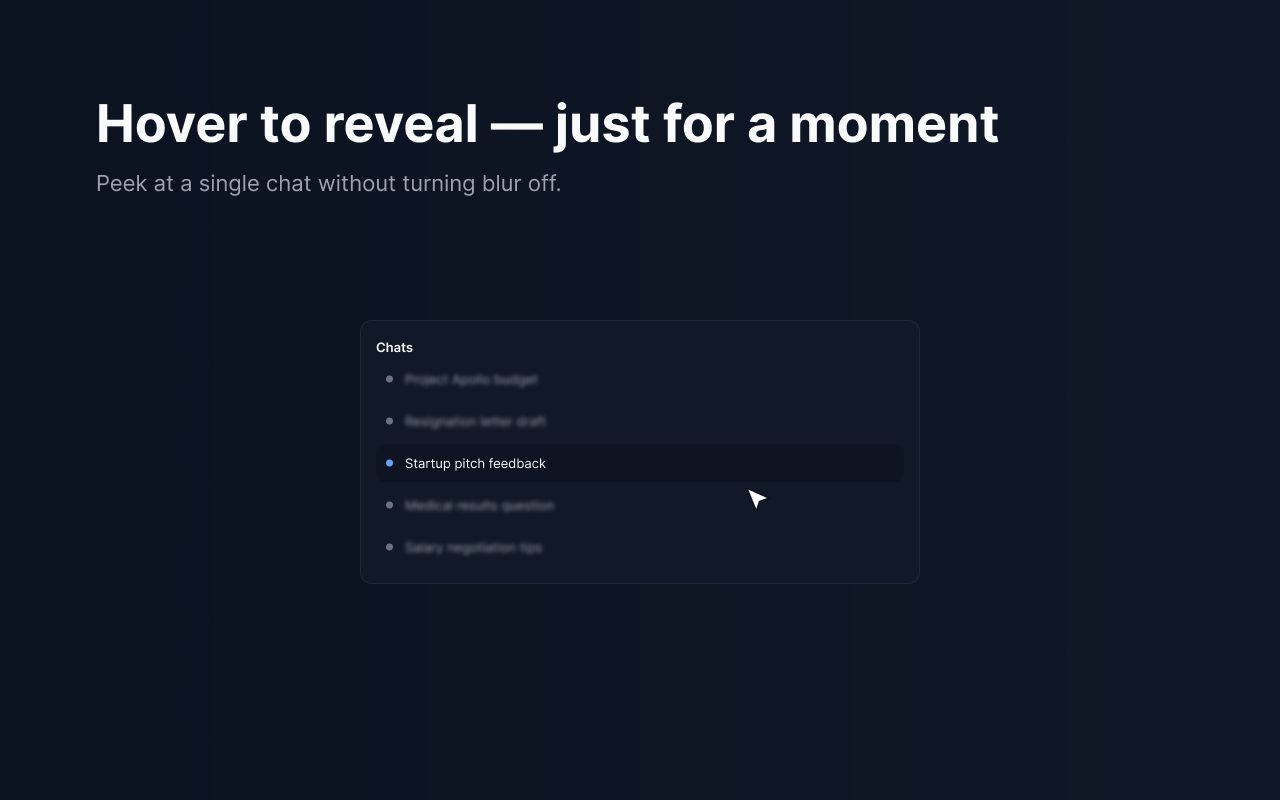 Hover to reveal a chat
